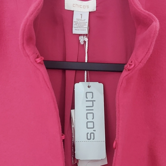 Chico's Vibrant Fuschia Mandarin Collar Blazer Sz. 1 NWT - Picture 3 of 5